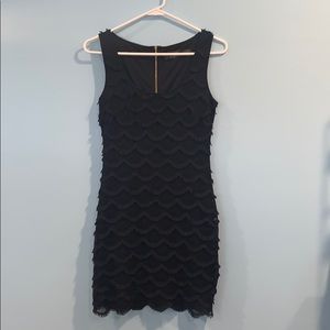 CALVIN KLEIN BLACK FRINGED COCKTAIL DRESS SZ 0